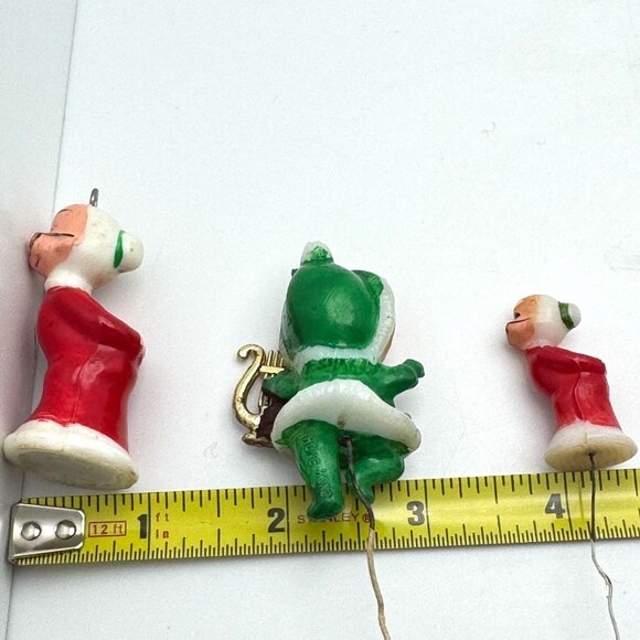 50s Japan Christmas Pixie Elf Figurines 5 Pc Hand-Painted Plastic Ornaments Vtg - Picture 2 of 10
